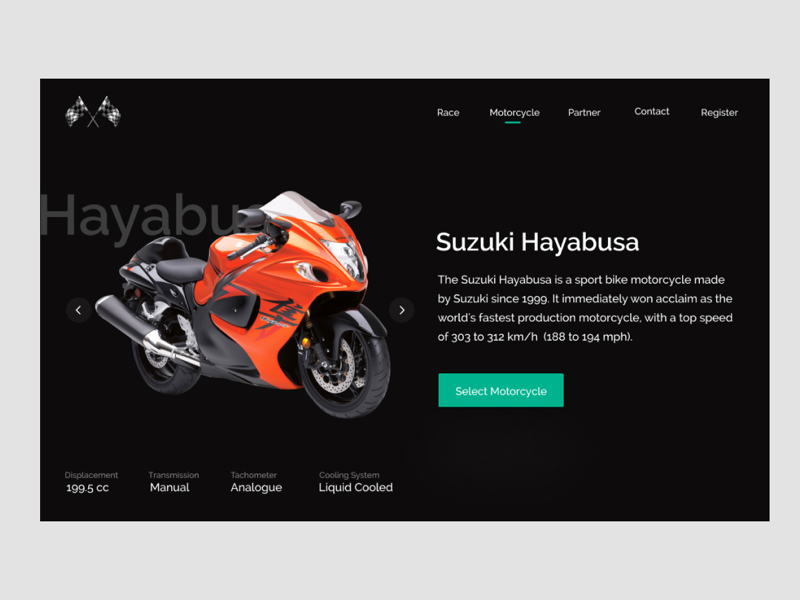 Example of Motorcycle Website UI