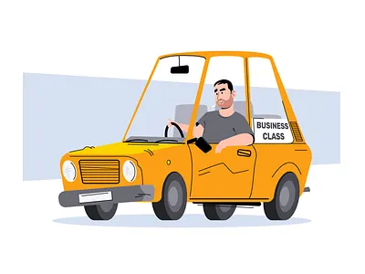 Business class car cheap illustration taxi vector yellow