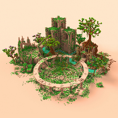 The Golden Trine 3d art art voxel voxelart