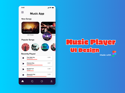 Music App UI Design Day# 014 design figma figmadesign minimal mobile mobile ui music music app music player player ui uidesign uiux ux