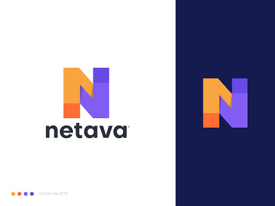 Netava Logo Design 3d abstract advertising block bolt branding building clever construction logo flat logo geometrical geometry isometric lettermark logo designer logotypes n logo technology typeface vector icon mark symbol