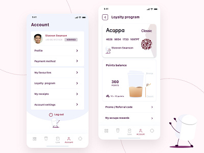 Acuppa coffeeshop app concept - Loyalty card 💳 app branding coffee coffeeshop design illustration loyalty card loyalty program mobile ui ui ux