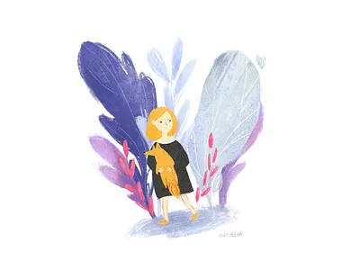 girl with fox in magic forest | illustration animal atmosphere atmosphere pic botanical botanical illustration brave design forest forest animals fox girl illustration illustration art magic magician natural vector winter winter illustration