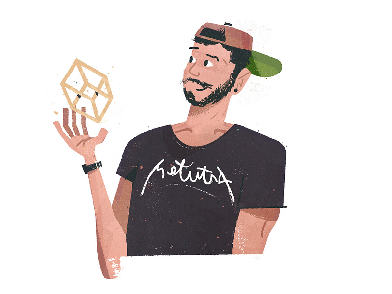Mograph Mentor Jesus avatar character character design characterdesign cube drawing earring gauge illustration metallica t shirt