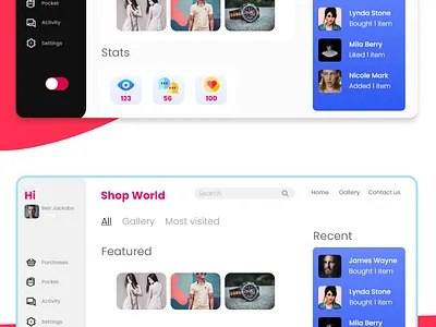 Shop Gallery UI App Design branding dashboard design icon interface landing page ui ux website