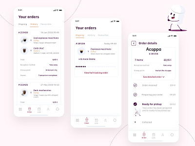 Acuppa coffeeshop app concept - Order tracking 📋 app branding coffeeshop design history mobile ui orders tracking ui ux