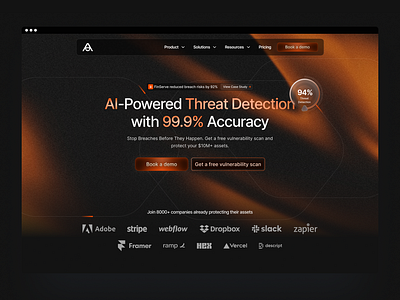 AI Cybersecurity Threat Intelligence hero header design ai ai cybersecurity ai design ai designer ai detection ai saas ai web design ai website ai websites aiwebsite cyber security cybersecurity cybersecurity design cybersecurity website dark ui dark website hero header saas website threat detection webflow