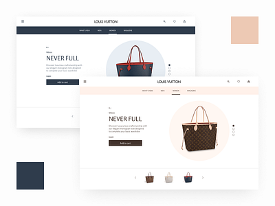 Bag landing page concept bag branding colours creative design fashion figma landing page louis vuitton ui