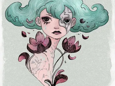 Magnolia angryalbatros chracterdesign girl illustration lineart portret procreate