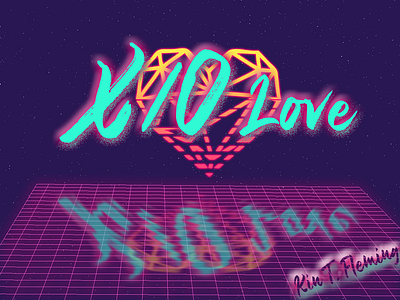 synth division X/O love 1980s artwork color design illustration style synthwave