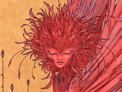 Harpy portret angryalbatros character digital art fairytale harpy illustration lineart procreate