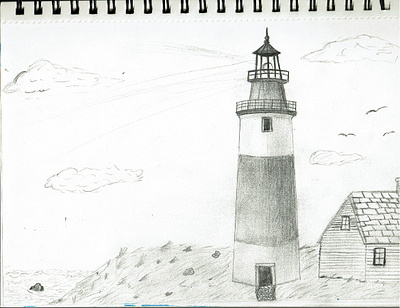 Lighthouse drawing pencil beach drawingart lighthouse night nighttime ocean pencil art pencil sketch pencil sketches sketchbook