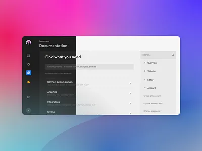Documentation Redesign dark mode knowledgebase web design