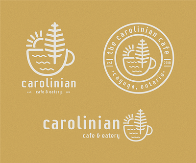 Carolinian Cafe Branding branding branding and identity branding design cafe cafe logo circle logo coffee shop flat flatdesign icon identity design logo logo inspiration monoline nature nature logo one color retro sun vintage logo