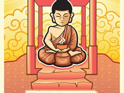Steep Retreat Tea Label badge buddhist calm illustration label logo lotus monk mountain outdoors package design peace steep retreat sticker tea temple