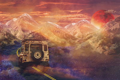 Fantasy Adventure - Course Project adobe adobe photoshop adventure car coursework creative fantasy galaxy graphic graphicdesign graphicwork illustration illustrations photoart photoedit photomanipulation photoshop road sky surreal