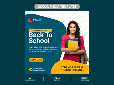 BACK TO SCHOOL SOCIAL MEDIA TEMPLATE a4 abstract authentic brochure layout design education banner fashion ads kids leaflet magazine marketing overview placeholder progressive school banner school marketing school poster social media student education typography poster web work