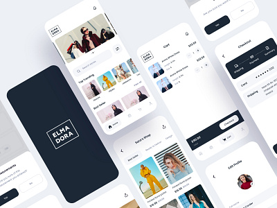 Elma Dora Fashion App app brand cart clothes clothing clothing brand delivery design ecommerce fashion fashion app ios mobile order trend trending ui ui design ux design