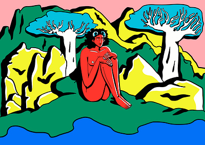 My happy place artwork digital art illustration illustrator procreate woman illustration