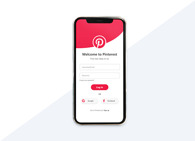 Pinterest App Login dribbbleweeklywarmup figma graphicdesign login design login screen pinterest redesign ui ui design uidesign