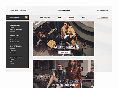 Clothing Shop Landing Page application branding clothing brand daily ui design desktop ecommerce design grid layout landingpage minimal product design shop shopping ui ux webapp webdesign website