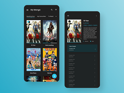 Manga Reader App anime app book book app dark dark app dark ui figma manga mobile reader redesign redesign concept ux