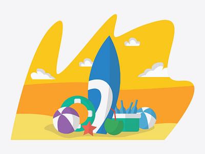 Summer Holiday art beach colorfull design enjoy flat graphic holiday illustration imagination simple summer vector