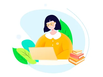 3D质感插画-女孩学习 design illustration logo ui