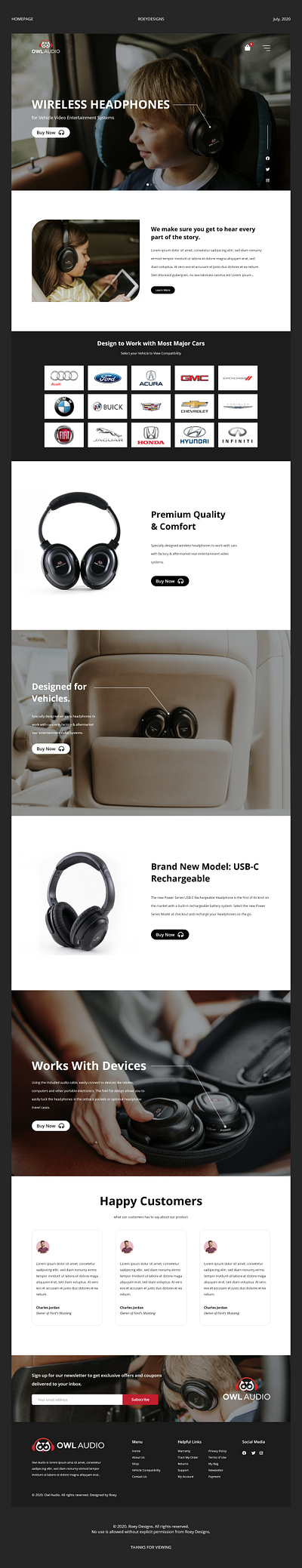 Wireless Headphones Landing Page design landing page landing page design landingpage ui web design webdesign website