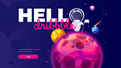 Hello, planet dribbble! design dribbble dribbble invitation dribbble invite first first post firstshot illustration illustrator space typography ui vector web webdesign webdesigner website