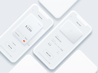 Credit card checkout in Neumorphism 002 2020 app checkout clean ui credit card daily 100 challenge dailyui figma interface ios minimalism neumorphic design neumorphism trend trend 2020 ui uidesign ux