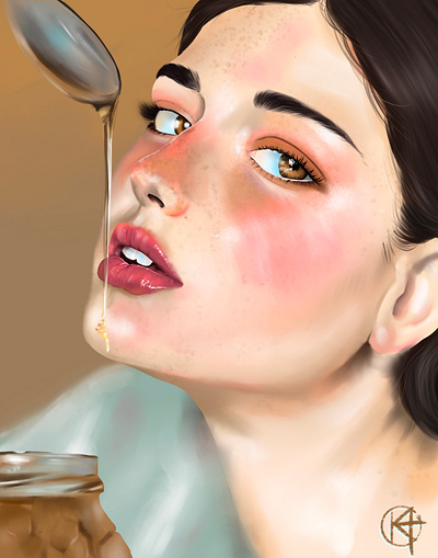 Honey girl art artist digital face girl illustration lips look portrait procreate