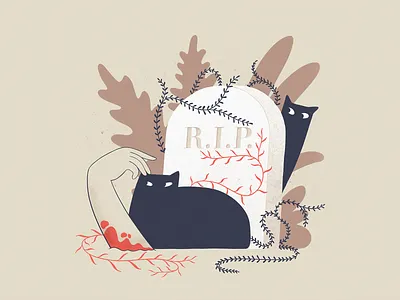 Little Murder RIP cat character cute art illustration illustration 2d ipadpro procreate