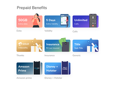 Telecom benefits benefits cards cards ui design dribbble best shot gradient interfacedesign telecommunication ui visual design