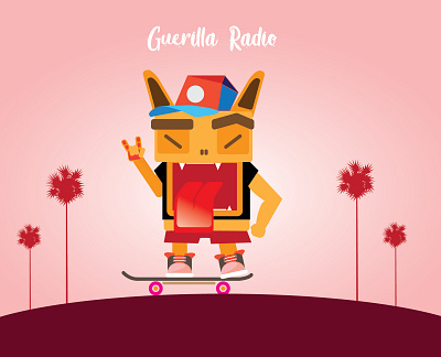 Guerilla radio 2d art bardhart california dog flat illustration guerilla illustration illustration art illustration design radio revolt skater skating vector