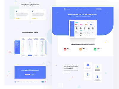 Easy.Jobs | Easiest Talent Recruitment Suite - Landing Page agency website branding design hiring icon illustration job platform landingpage mobile app product requerment saas landing page typography ui ux website