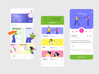 vocabulary 504 application app design flat illustration ui