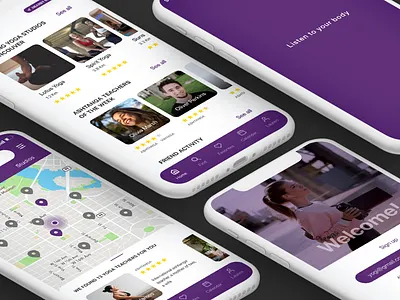 Mat yoga app app design explore ios app design map mobile product sign in ui ui design uiux user experience user interface ux yoga app