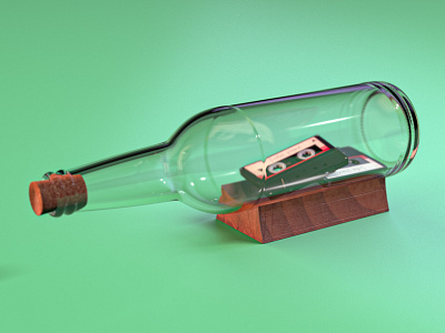 Message in a bottle 📼 3d 3dart abstract bottle c4d cassette cinema4d render surreal tape