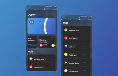 Oyster Card design ios london mobile payment public transport tfl train transportation travel ui uidesign ux wallet