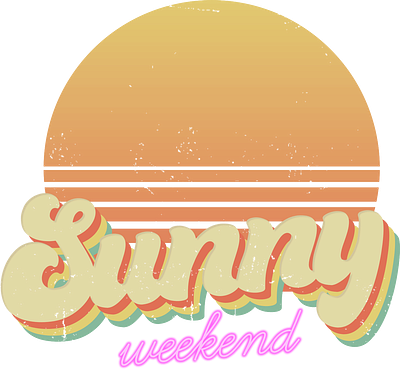 Sunny Weekend colorful logo logo design neon neon colors neon light retro summer sun sunny sunset sunsets t shirt design vintage worn