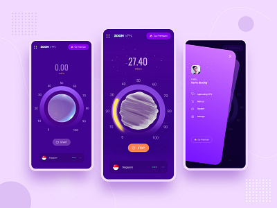 VPN App UI adobexd app ui concept design inspiration shot speedtest ui vpn