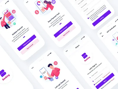 Mobile Banking App UI Template app banking banking ios budget cards deposit finance goal mobile mobile banking mobile banking app money payment plan psd ui template uidesign uxdesign xd ui kit