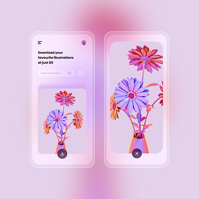 Illustrations Downloader - Transparent Mobile UI clean design design flatdesign illustration minimalism mobile ui transparent uiuxdesign uiuxdesigner user experience userinterface vector xd