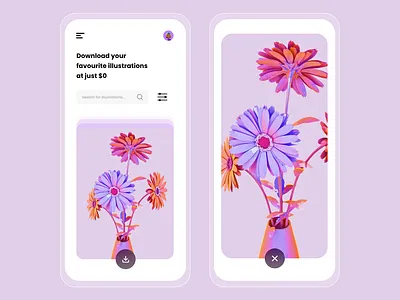 Illustrations Downloader - Light Mobile UI clean design design flatdesign illustration minimalism mobile ui uiuxdesign uiuxdesigner user experience userinterface vector xd