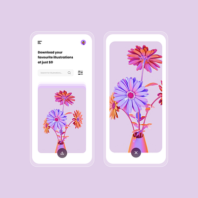 Illustrations Downloader - Light Mobile UI clean design design flatdesign illustration minimalism mobile ui uiuxdesign uiuxdesigner user experience userinterface vector xd