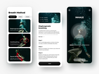 Breathing App app app design breath breathing calm figma inhale ios meditation mobile mobile apps mobile design mobile ui product design sleep ui ux