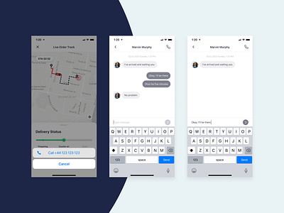 Bringova & Contact with Courier apple call app contact conversation delivery person design help information ios iphone 11 pro iphone x message message app mobile app rider speech texting ui user experience ux