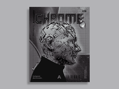 Artinvader Project 159 3d adobe art artwork c4d chrome chrometype cinema 4d design graphic graphic design human machine modernart poser poster print space