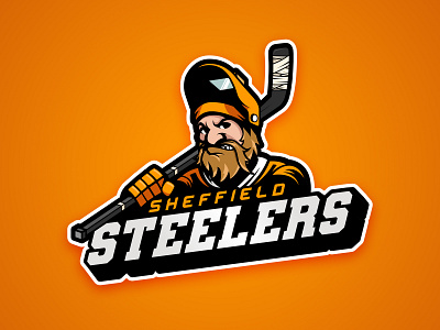 Sheffield Steelers Ice Hockey beard black brand branding design elite graphic ice hockey icon illustration league logo oranges sheffield sport sports logo steel steelers vector yorkshire